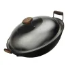 Black wok with glass lid household non-stick frying wok set Item Picture